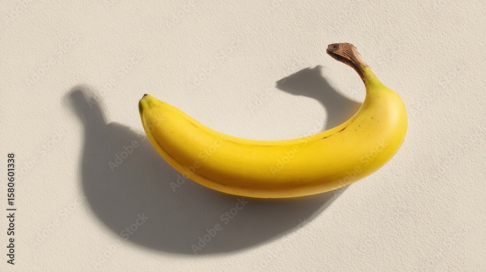 Poster conceptual low saturation banana casting a shadow against a neutral backdrop creates an artistic vis