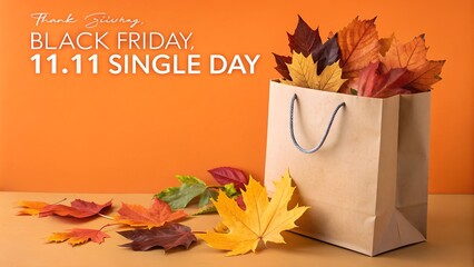 autumn leaves and paper bag