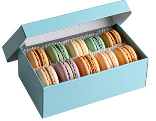 Macaron Gift Box with Pastel-Colored Sweets – Side Angle Transparent PNG File
