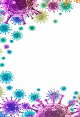 Colorful 3D Render of Viruses on White Background covid coronavirus rendering