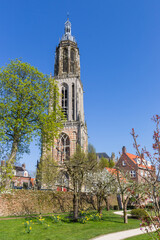 Walking path at he historic Cunerakerk church in Rhenen, Netherlands