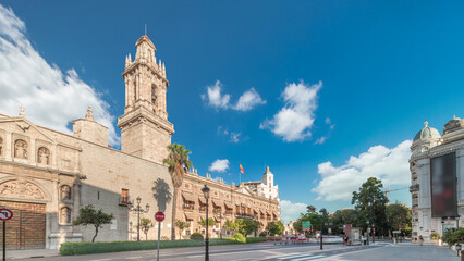 Plaza Tetuan timelapse hyperlapse with the Santo Domingo Convent in Valencia, Spain