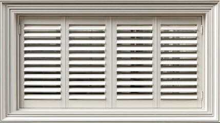 Elegant white window shutters framed in a classic style, adding a touch of sophistication to the interior.