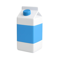 3D white and blue carton container with screw cap for beverage or liquid product isolated on transparent background
