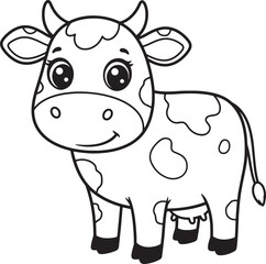 Naklejka premium Adorable outlined cow illustration suitable for coloring pages and educational materials