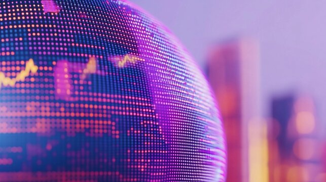 Colorful digital globe with stock market data displayed emphasizing the global perspective of financial forecasting
