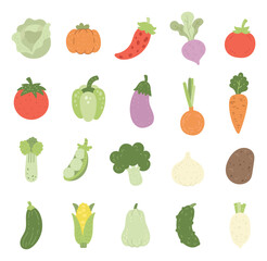Vegetable set in scandinavian style with hand drawn healthy food objects and farm harvest for organic cooking and grocery nutrition and also for your creative designs projects