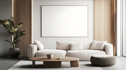 Fototapeta premium Blank A-Series Frame Mockup on Living Room Wall