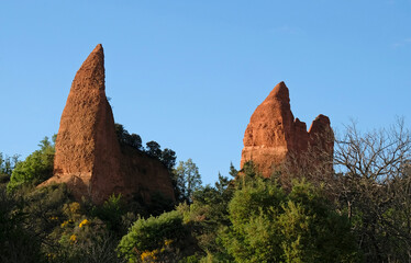 The unique landscape of Las Medulas in Galicia, Spain, shaped by gold mining activities of the ancient Romans