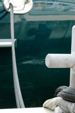 Close up view of moorings at wharf