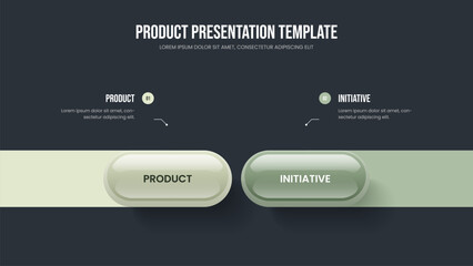 Enterprise Growth 2 Option Diagram Frame Template. Service Analysis Presentation Design Vector Illustration. Sales Portfolio Two Element Infographic Slideshow Layout.