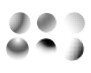 Nine Concentric Circle Halftone Dot Patterns Circle design elements