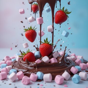 strawberry, marsmellow and chocolate 