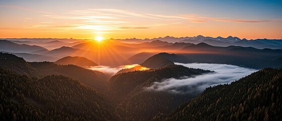 Mountains and rivers, natural scenery, sunset landscape photography