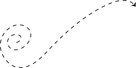Hand drawn dashed arrows set. Direction, way, pointer