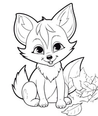 Obraz premium Coloring book for children baby fox vector illustration isolated on a white background.
