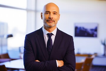 Confident Businessman Posing in modern office.