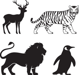 Fototapeta premium jungle animal set silhouettes animal set design illustration premium quality