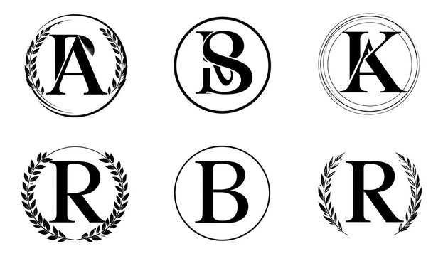 Monogram initials in decorative frames