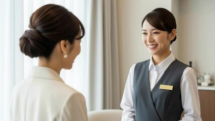 Customer service interaction hotel lobby professional meeting modern setting friendly engagement enhancing guest experience