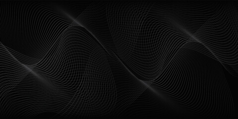 Black abstract background design vector. Modern wavy line concept pattern monochrome colors. Simple art good nice wave texture