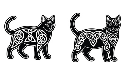 Fototapeta premium Black cat with celtic knot patterns