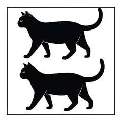 Two black cats walking silhouettes