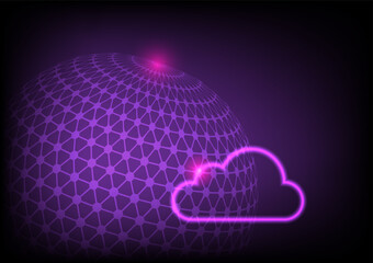 Big cloud storage on globe network cyberspace.