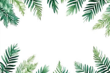 White background with green leaves at the top