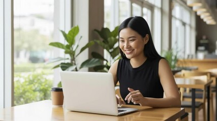 Engaging online meeting coffee shop virtual interaction cozy environment eye-level view communication and connection - Powered by Adobe