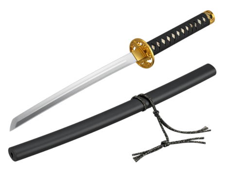 Untitled design - Traditional Samurai Katana with Scabbard, Diagonal Placement, Isolated on Transparent Background