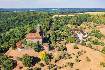 Aerial view of Colmberg Castle in the town of the same name in Middle Franconia