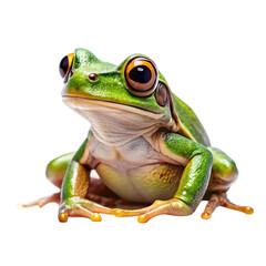 Obraz premium a realistic photo of A drawing of a frog with a green frog on transparent background
