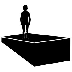 Boy standing on platform simple silhouette vector illustration