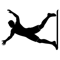 Acrobatic man performing a pole trick silhouette vector illustration