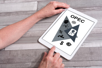 Opec concept on a tablet