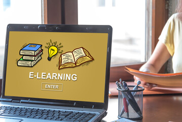 E-learning concept on a laptop screen