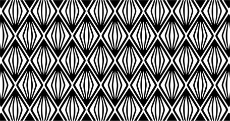 Seamless black and white diamond geometric pattern in a modern repetitive design.