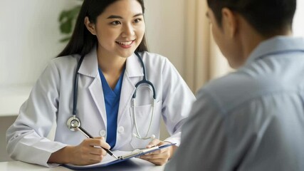 Consultation between doctor and patient medical office health care scene professional environment close-up view patient care dynamics