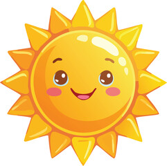 Bright, happy sun cartoon with a radiant smile&mdash;a fun, sunny illustration perfect for summer