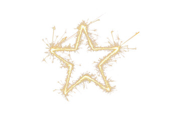golden sparkling christmas star isolated on white or transparent png