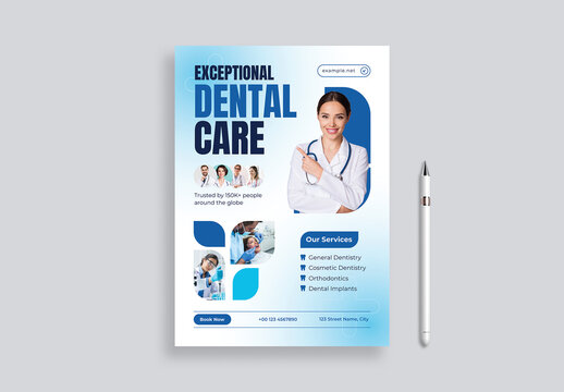 Modern Clinic Dental Care Flyer Template