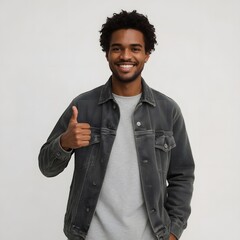 smiling African man giving a thumbs-up sign	