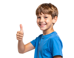 boy showing thumbs up sign background