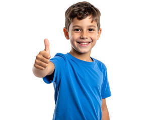 young boy showing thumbs up