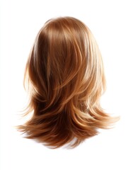 Obraz premium A beautiful long hairstyle with flowing layers and a warm reddish hue. This image showcases modern hair design and styling. Perfect for beauty and hair salons. AI