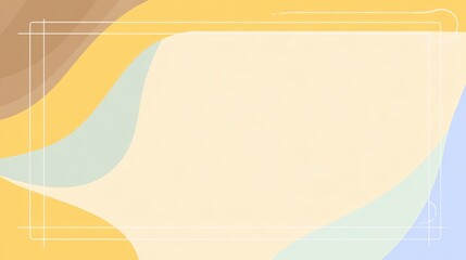 Obraz premium Soft Pastel Minimalist Certificate Background Featuring Light Brown Yellow Blue Geometric Shapes and Clean Lines