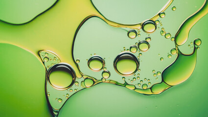 Abstract green oil and water bubble texture background, AI generated