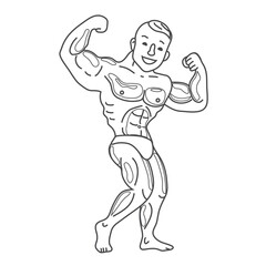 Bodybuilder line art clipart card icon concept isolated illustration