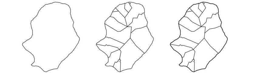 Niue map – vector illustration of island outline, regions, and natural features